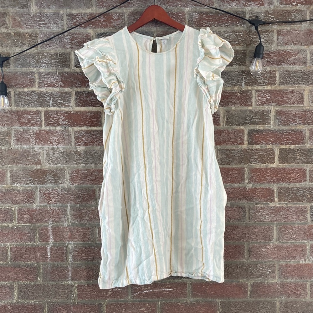 Striped Ruffle Sleeve Dress